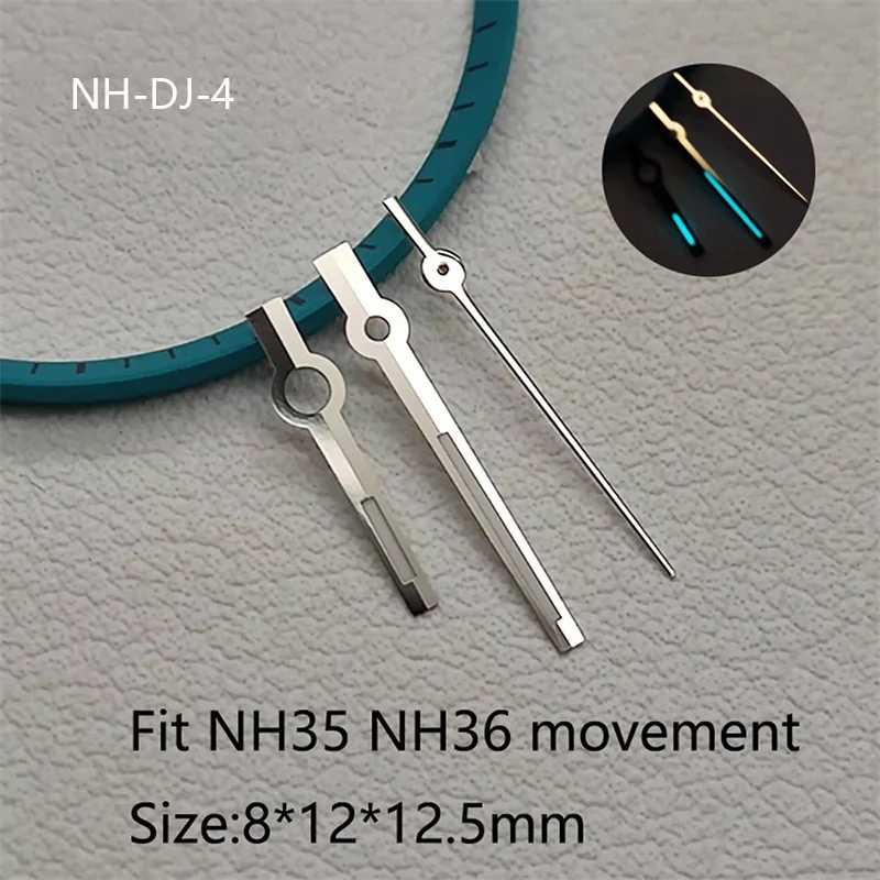 Polished Silver Datejust Aiguille Needles NH35/NH36 Watch Hands Blue BGW9 Lume Pointer Baton Hands Automatic Movement Watch Watch Accessories