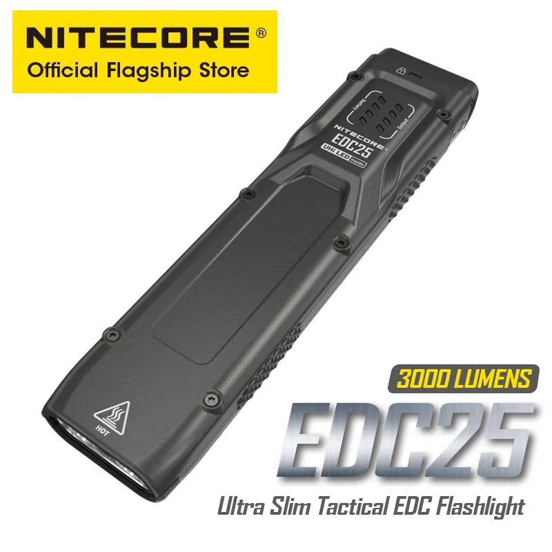 

NITECORE EDC25 USB-C Rechargeable Flashlight 3000 Lumens UHi LED Ultra Slim Tactical EDC Keychain Light Troch Built in Battery