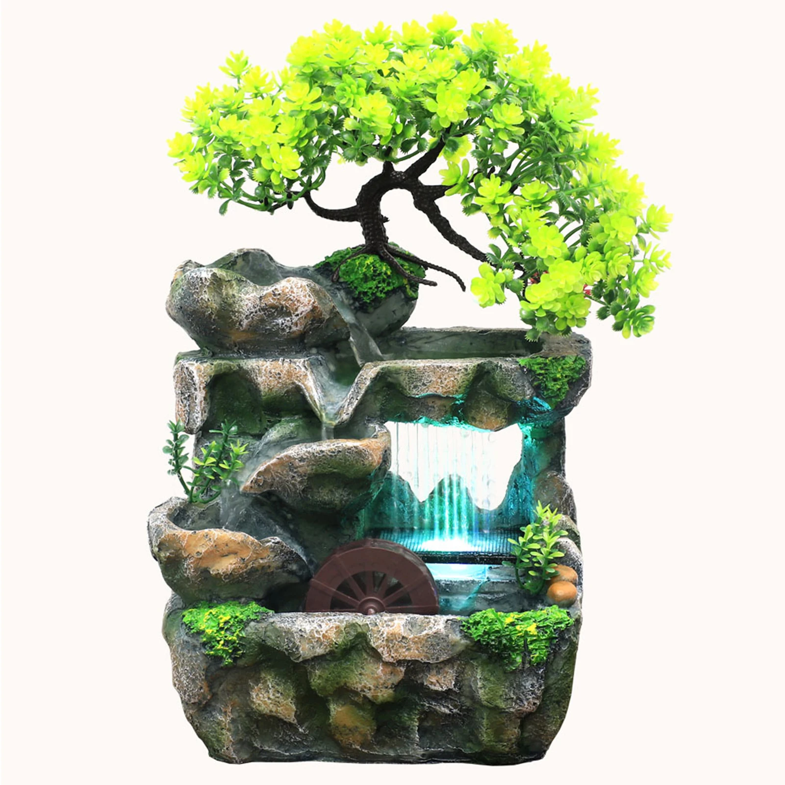 

Indoor Tabletop Decorate Waterfall Fountain Rockery Bonsai Zen Meditation Relaxation Cascading Water Fountains Crafts Ornament