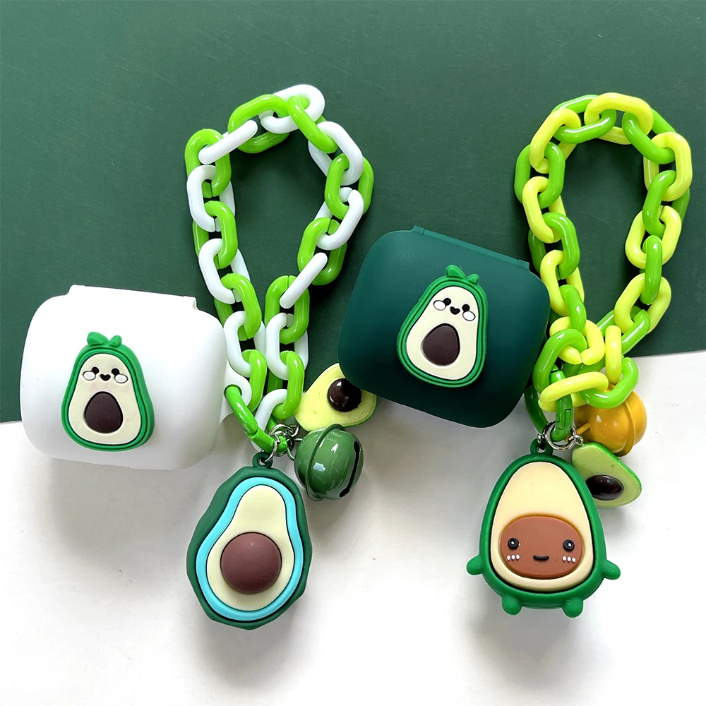 

Green Avocado Earphone Cover for Sony LinkBuds WF-L900 Case Cute Wireless Headset Headphone Box Silicone Case with Keychain