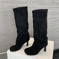 Eilyken Concise Round Toe Women Knee-High Boots Punk Style Thin High Heels Shoes Autumn Winter Female Long Booties - Image 2