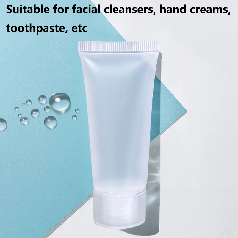 50Pcs 5/10/15ml Frosted Soft Tube With Screw Lid Empty Lotion Squeeze Bottle Refillable Cosmetic Cream Container With Syringe