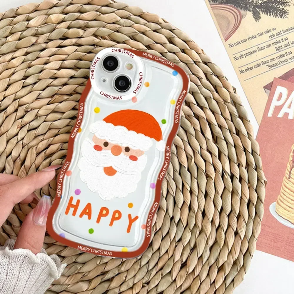 Merry Christmas Wave Transparent Silicone Phone Case - Soft and Stylish Protective Shell