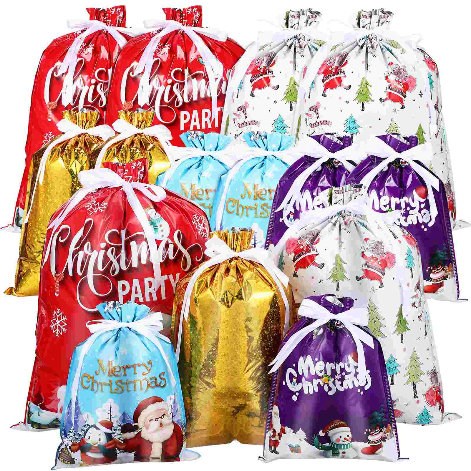 

Christmas Gift Bags Drawstring Bags Christmas Treats Goodies Bags Pouch Candy Jewelry Packaging Party Favors Supplies