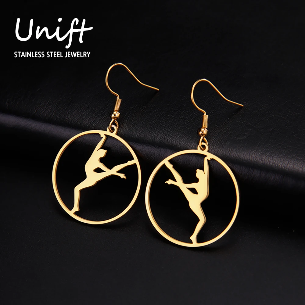 Unift Rhythmic Gymnastics Earrings for Women Aerial Silks Dancer Gymnast Ball Girl Dangle Earrings Fashion Sport Jewelry Gift