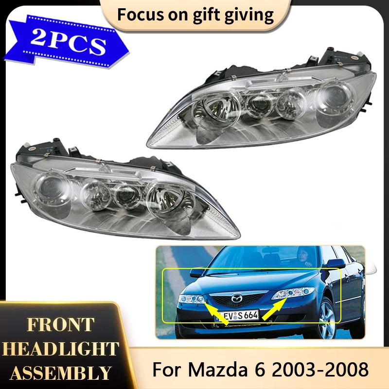 Faro Full LED Per Mazda 6 I Serie GG1 2003-2008 – Con DRL Sequenziale E Lampeggio Ambra, Kit Completo Lato Guida E Passeggero
