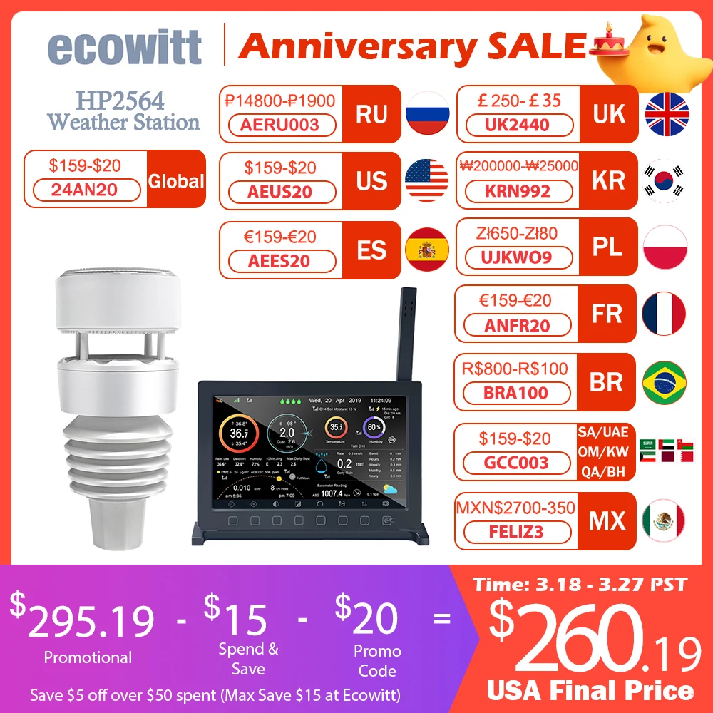EcowittEstacinMeteorolgicaWittboyProHP2564incluyeconsolade