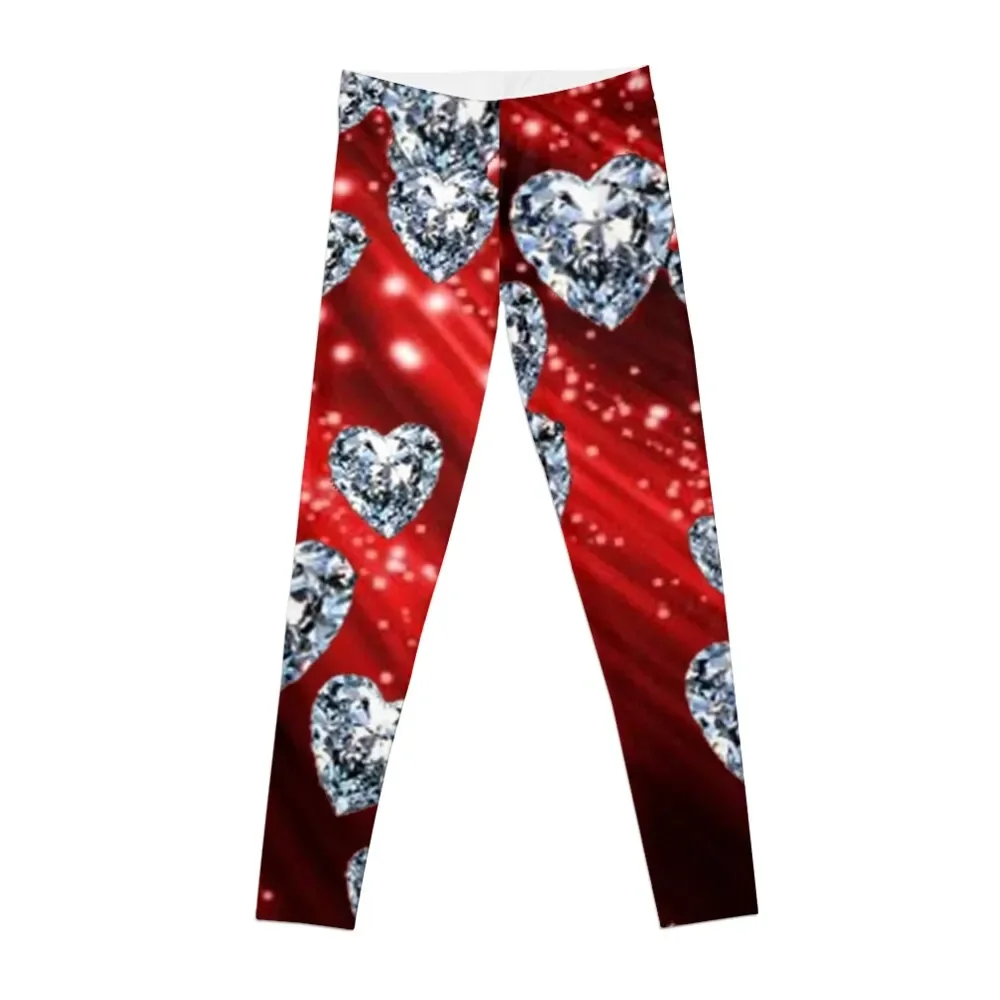 

Red Sparkle Diamond Hearts Leggings Legging sport sportswear gym legging push up Womens Leggings