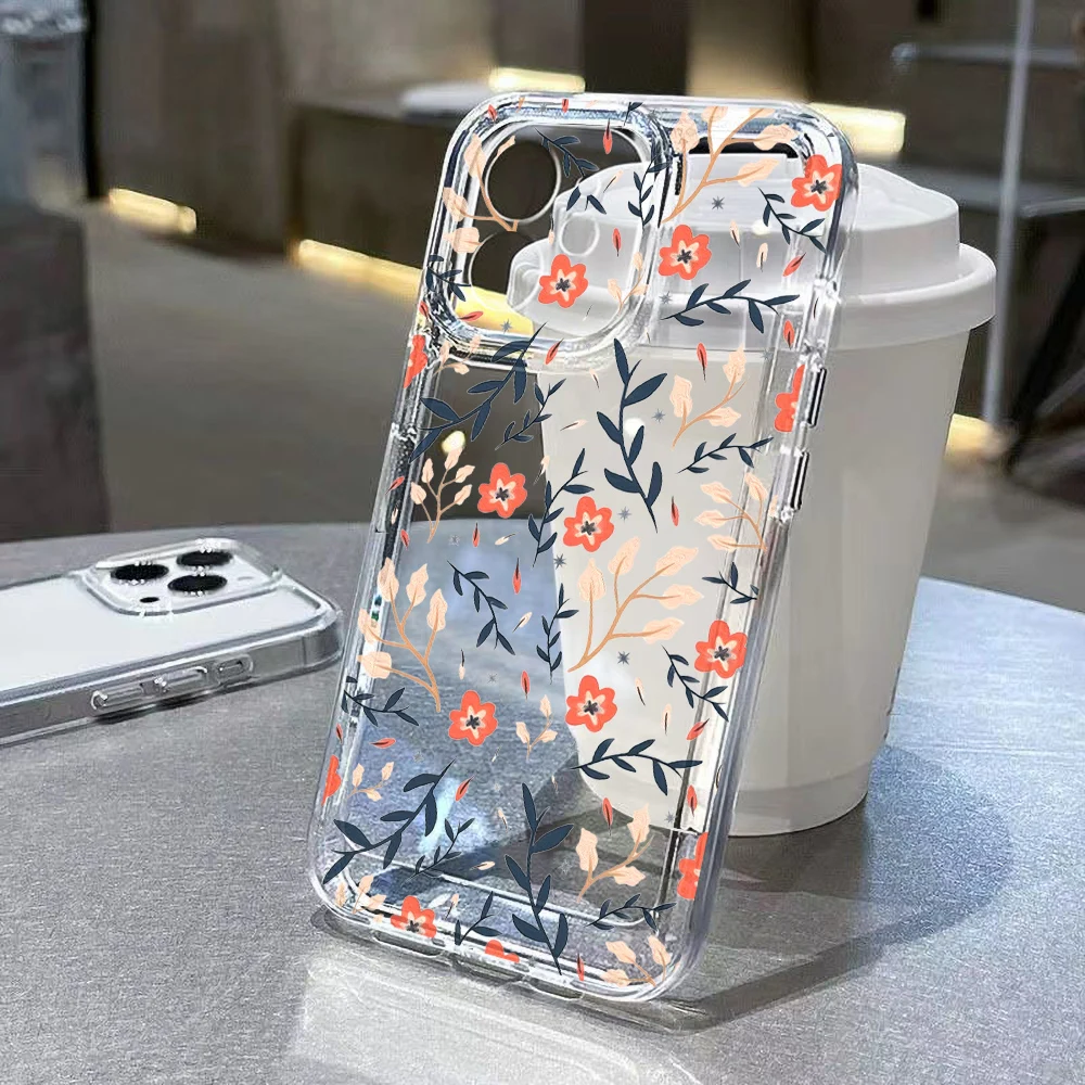 thumbnail image 1 of Funda transparente con flores rosas para iPhone 11, 12, 13, 14, 15, 16 Pro Max, 7, 8 Plus, X, XS, XR, SE 2020, 2022, carcasa trasera de silicona suave transparente, 1 of 4