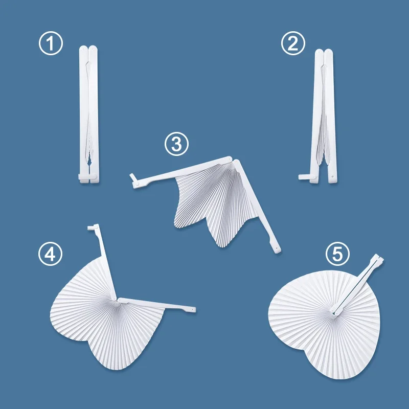 Foldable DIY Painting Heart Shape Round Paper Fan Wedding Party Guest Gifts Decoration Anniversary Kids Party Favors 20/100 PCS folding fan hand fan