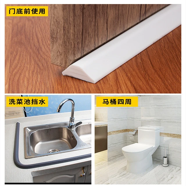 Barrera de silicona para el agua, tira de sellado para ducha, separación  seca y húmeda, 1m, bloqueador de tapón de agua para baño y cocina -  AliExpress