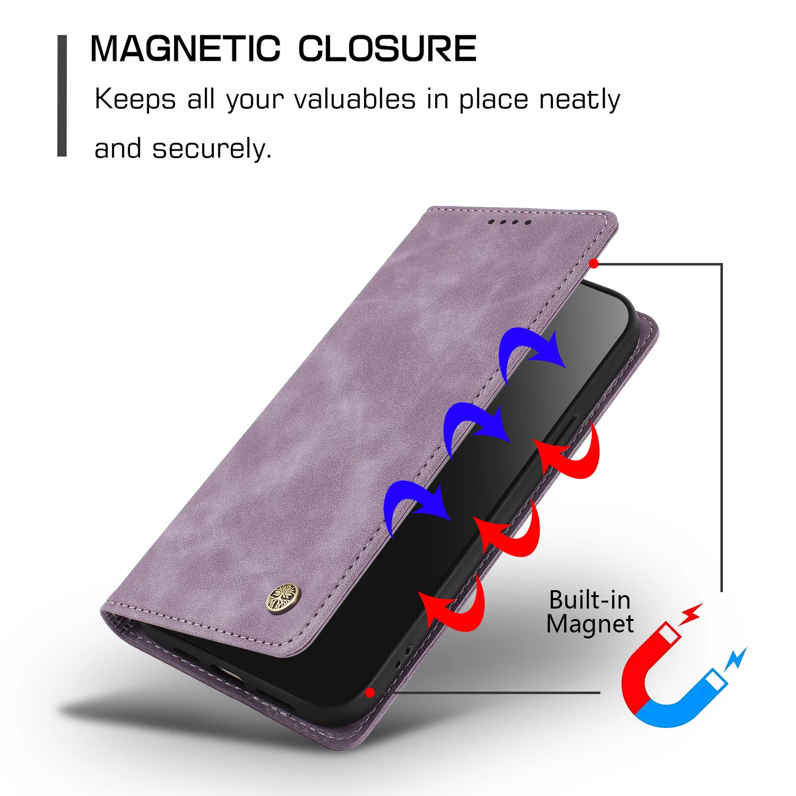 Leather Magnetic Wallet Phone Case - Universal Fit Cover
