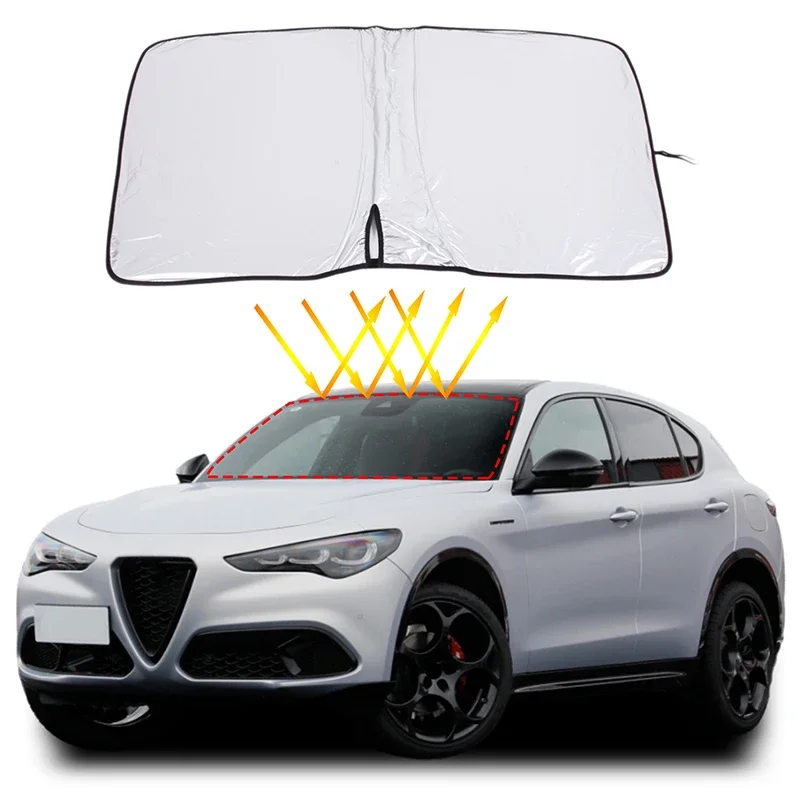 

For Alfa Romeo Stelvio 2017-2023 Car Window Sun Shade Block UV Rays Sun Visor Protector Car Windshield Visor Cover Sunshade