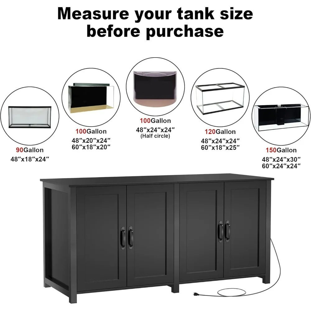 100-150 Gallon Fish Tank Stand, 120 Gallon Tank Stand with 60"*24" Tabletop Fits Volumns Aquariums,2200LBS Capacity Heavy Duty