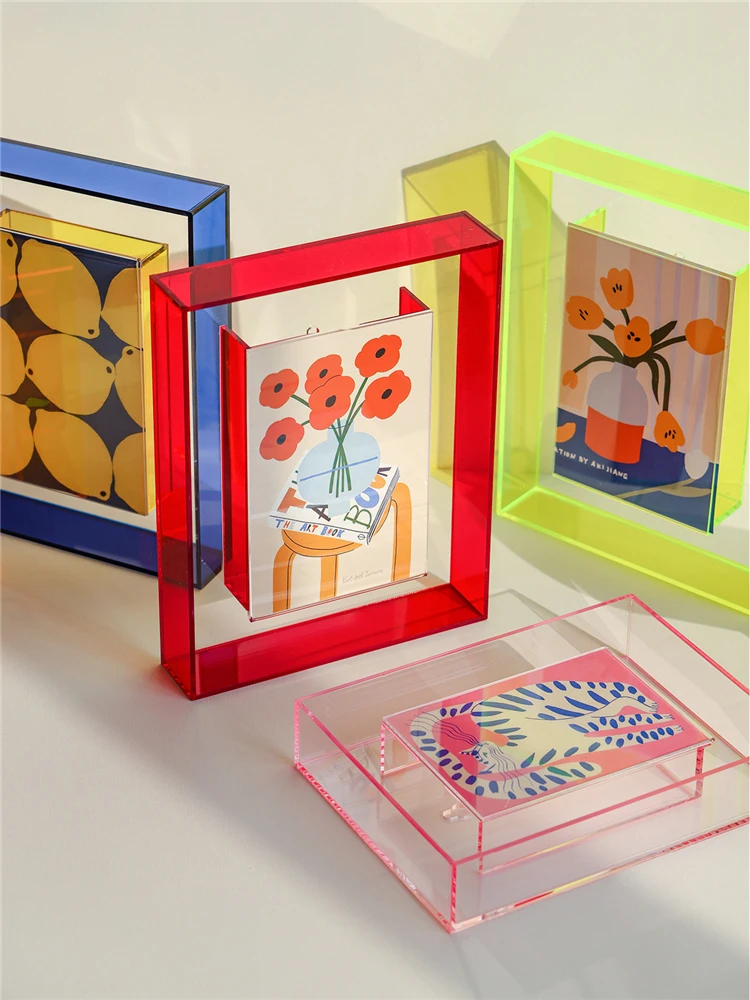 colorido-acr-lico-photo-frame-box-diy-poster-mounting-display-stand