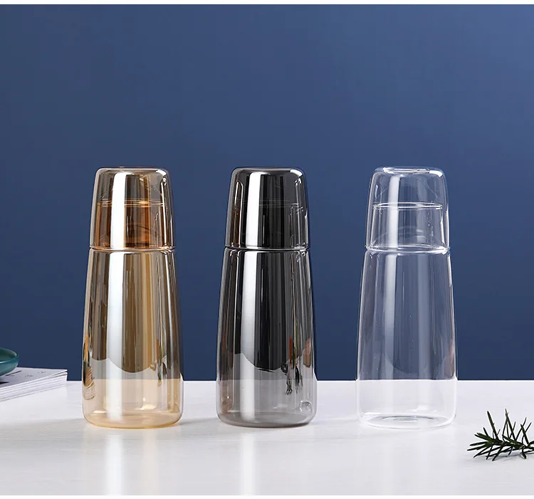 Set Caraffa E Tazza Per Comodino In Vetro - Brocca 400ml Con Bicchiere Coperchio - Foto 9