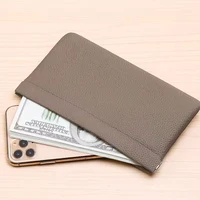 Portefeuille Long en cuir artificiel à fermeture automatique, porte-passeport, permis de conduire, porte-carte d'identité, casque, câble de données, pochette de stockage d'argent 3