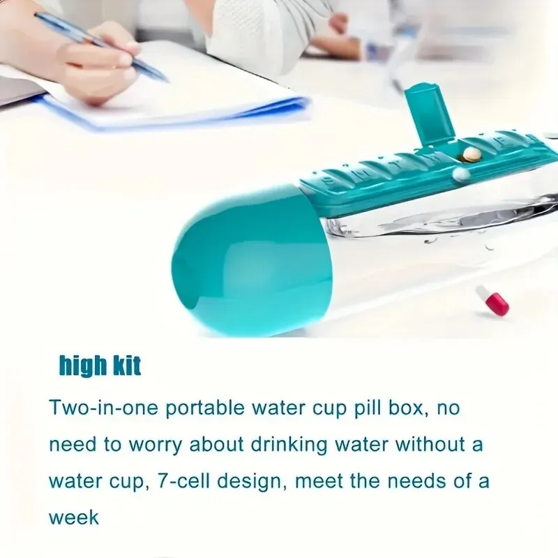 Portable Water Bottle With Built-in Pill Box for Medicines Vitamins Perfect for Outdoor Gym Fitness Camping Traveling portable water bottle