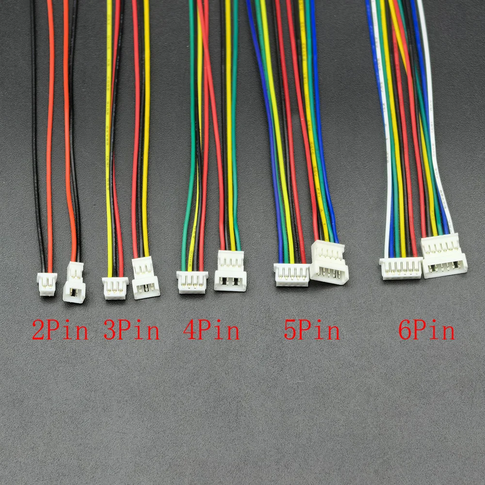 5쌍 미니 JST 1.25mm 커넥터 피치 1.25mm 수컷 플러그 암컷 잭 소켓 MX1.25 2P/3/4/5/6 핀 커넥터 와이어 케이블 포함
