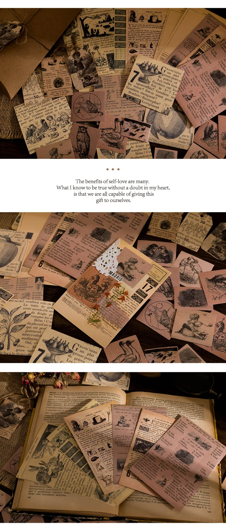 30 Pcs Vintage Scrapbooking DIY Stickers Pack Retro Natural Washi Paper Sticker for Diary Journal Art Decorative Collection