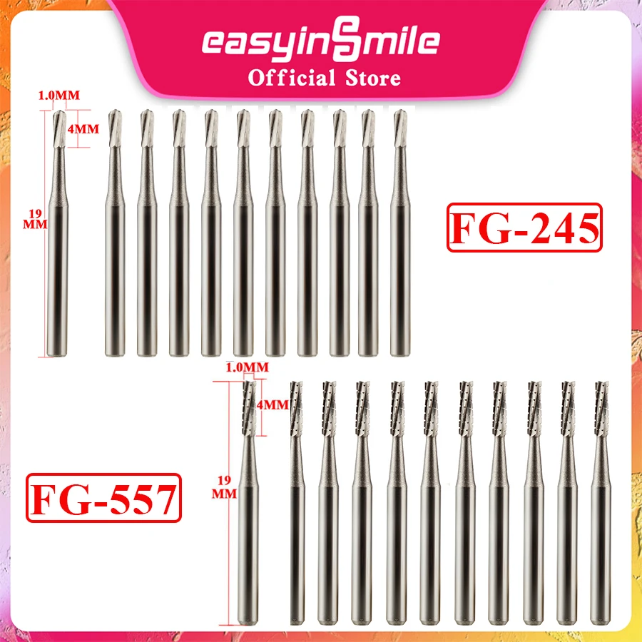 10 Frese In Carburo Per Ortodonzia - Debonding E Finitura - Cono FG8104