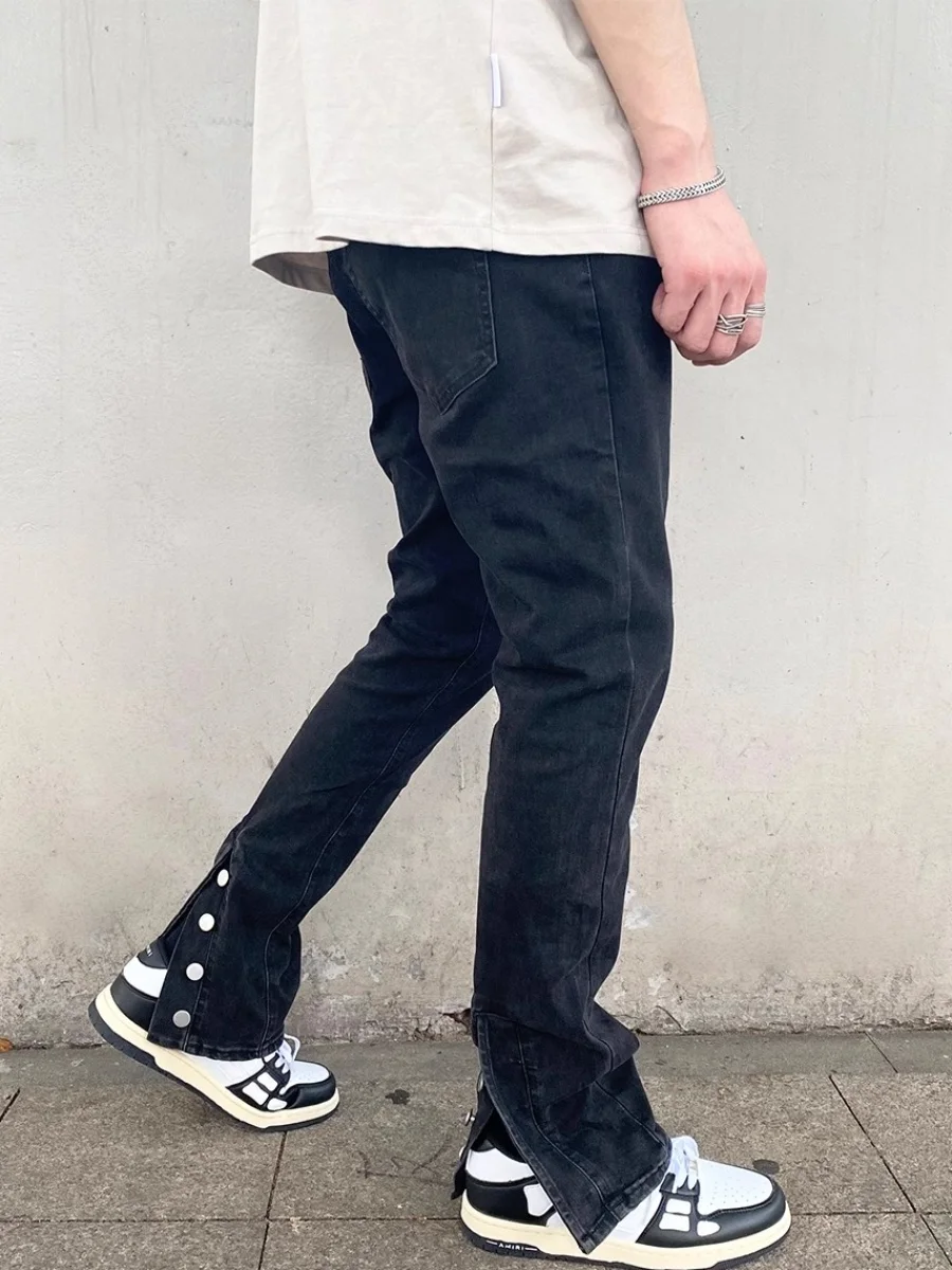 Fashion 2024 Spring Jeans High Street Slimming Trendy Jeans Men Fashion Denim Pants Elastic Slim-Fit Straight Denim Trousers