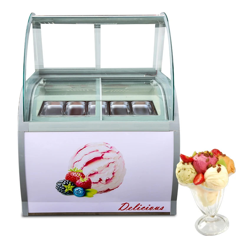 

Commercial Ice Cream Display Cabinet Stainless Steel Popsicle Showcase Freezers 8 Barrels / 10 Boxes Freezer 180W