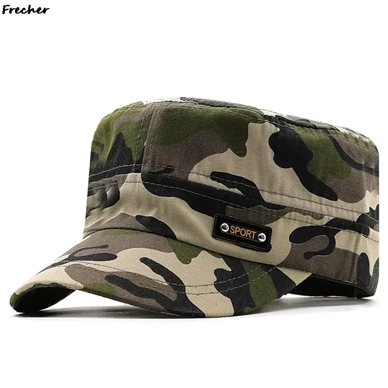 Camouflage Fashion Flat Caps Casual Outdoor Snapback Hat Men Comfortable Breathable Trucker Cap Adjustable Buckle Visors Hats