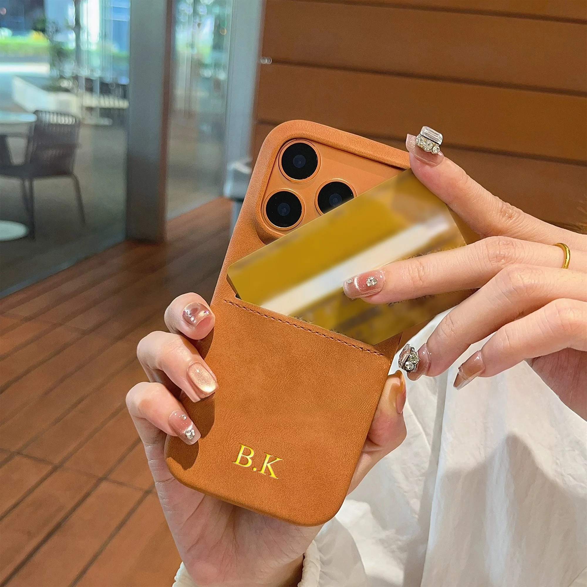 Personalized Vintage Faux Leather Insertable Card Case for iPhone 17 thumbnail 5
