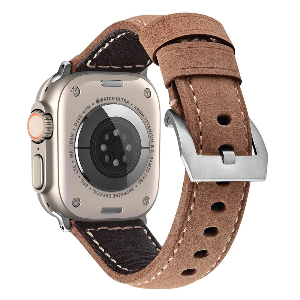  Compatible with Apple Watch Band 40mm 41mm 42mm 44mm  45mm,Designer Luxury Watch Band,Genuine Leather Strap for iWatch SE Apple  Series 8/7/6/5/4/3/2/1 SE (42/44/45 mm) : Cell Phones & Accessories