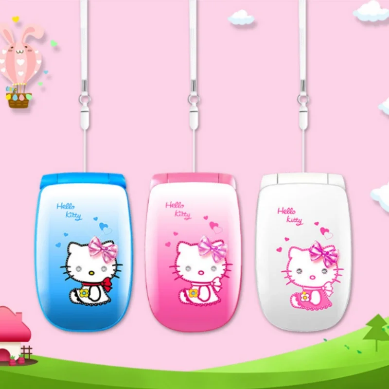 

Sanrio Kawaii Hello Kitty Flip Phone Female Ultra-small Mobile Version Of Personality Mini Cute Pocket Mobile Phone W88 Kid Toy