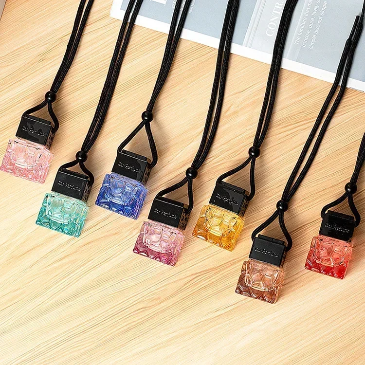 Transparent Silver Black Water Cube Car Perfume Bottle 10ML Automotive Aromatherapy Essential Oil Vessel Car Air Freshener