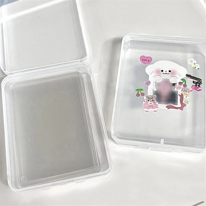 

INS Transparent Plastic Storage Box Photocards Small Card Storage Box Desk Organizer Box Classification Box Stationery 11*9*cm