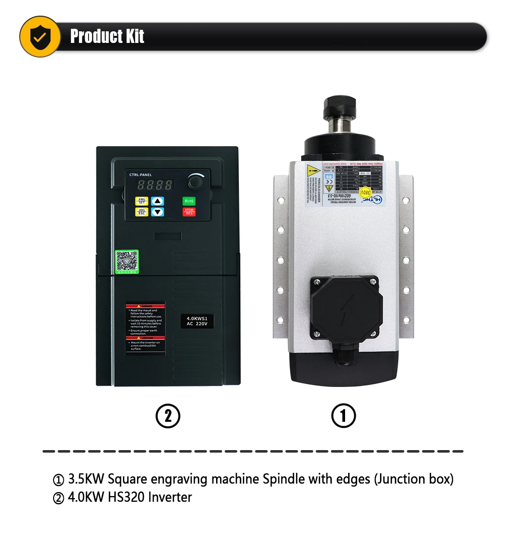 EU-Versand: 3,5 kW Spindelmotor, 24000 U/min, luftgekühlt, einphasig 220 V + Frequenzumrichter, Eingangsfrequenz 50/60 Hz, zum Fräsen – Detail 2