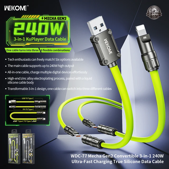 240W 3-in-1 Kirsite Cable USB Fast Charging