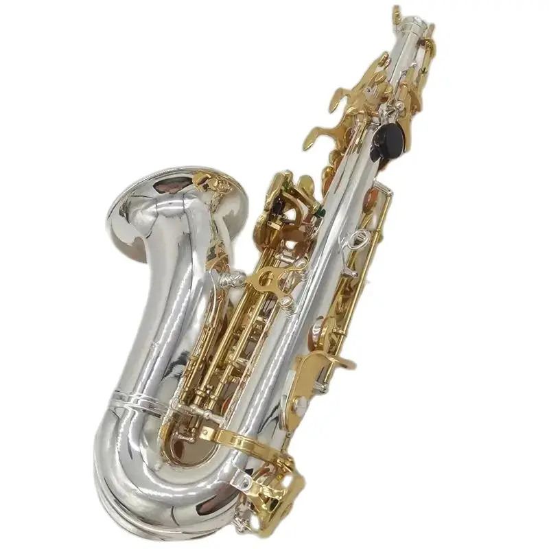 

Высококлассная модель 9937 B-b-изгиб изогнутый саксофон сопрано ключ из белой меди и золота изысканный узор глубления профессиональный уровень saxo soprano