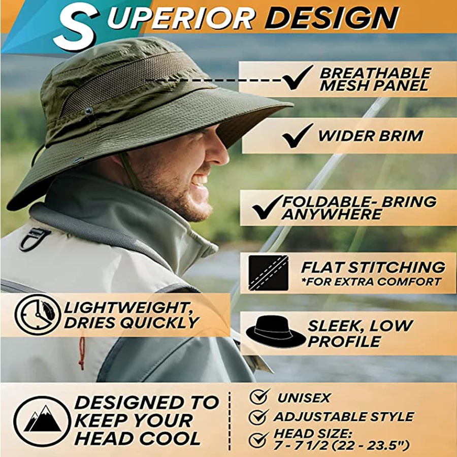 Breathable Mesh Fishing Hat for Men and Women, UV Protection, Beach Sun Hat,  Quick Dry, Outdoor