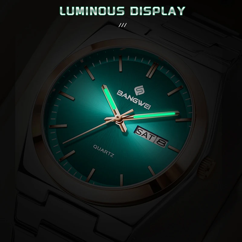 BANGWEI Luxury Men Watch Fashion Business Waterproof Luminous Watch Men Outdoor Sports Weekend Date Quartz Wristwatches For Men