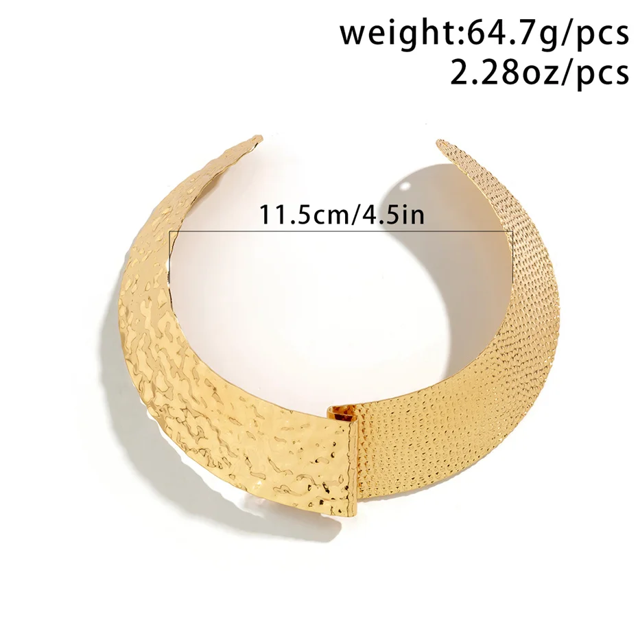 African Exaggerated Fold Metal Wire Open Torques Choker Necklace Women Gold Color Adjustable Chain Grunge Jewelry Steampunk Men