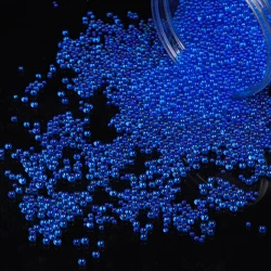 Mini Bubble Ball Beads - Tiny Crystal Glass Beads for DIY Crafting and Nail Art Decor (Treasure Blue)