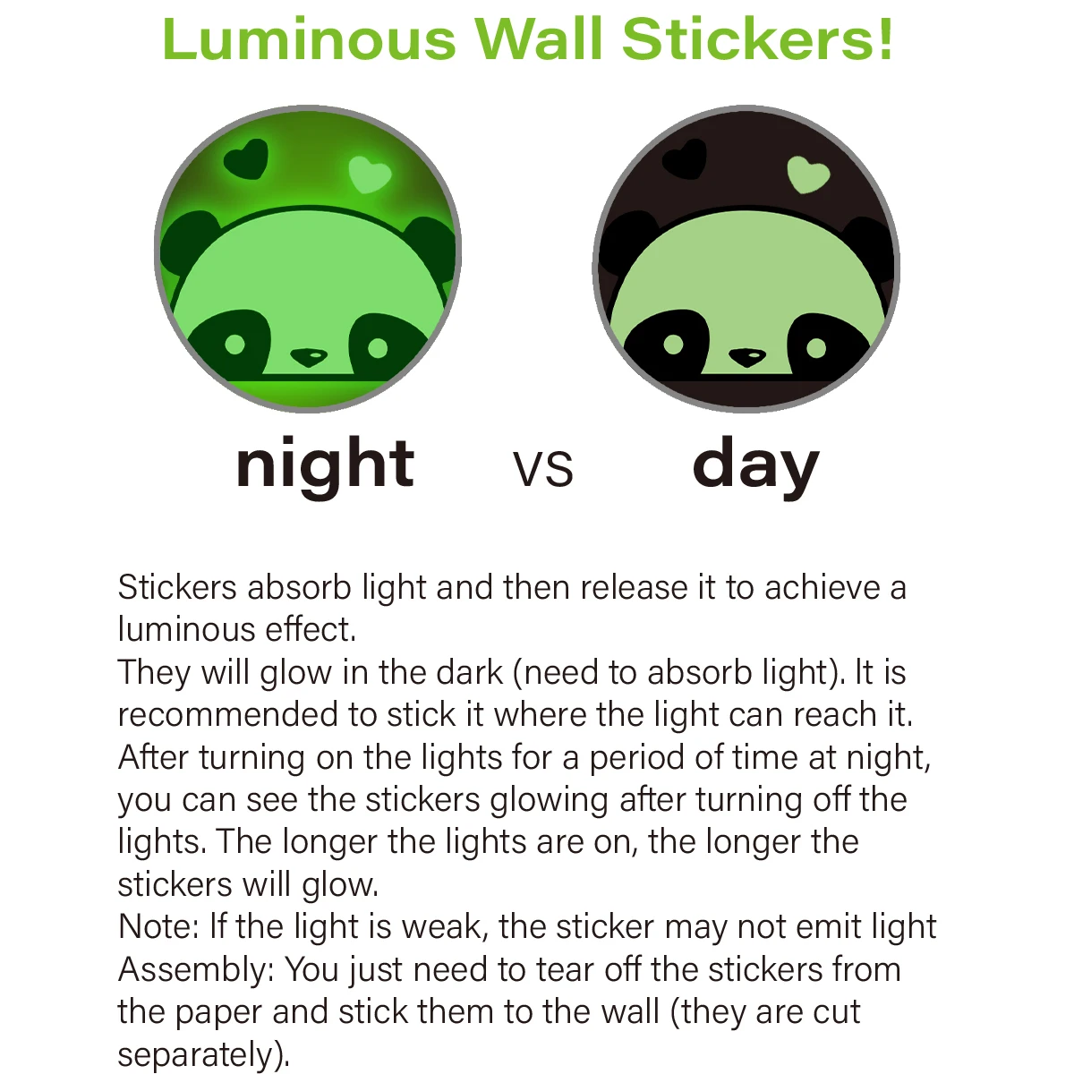 1pcs cartoon animal cute panda pattern glow-in-the-dark switch stickers, can be torn and pasted indoor decoration stickers