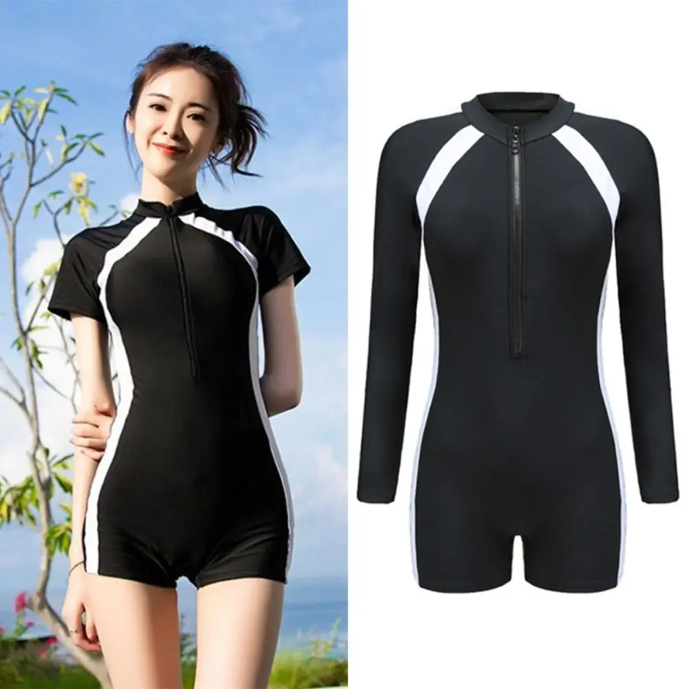 

One Piece Woman Swimsuit with Chest Pads Korean Ins Style Summer Rashguard & Swimdress Bikini Plain Swimming Suit