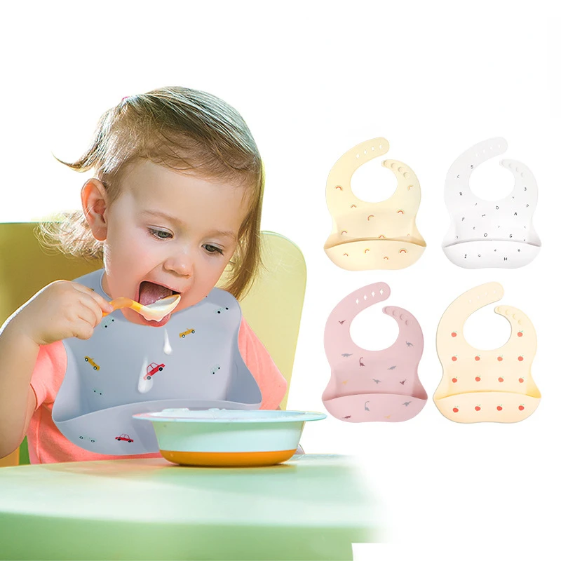 

Baby Bibs BPA Free Silicone Bib Adjustable Waterproof Saliva Dripping Bibs Soft Edible Silicone Saliva Towel Drooling Baby Scarf