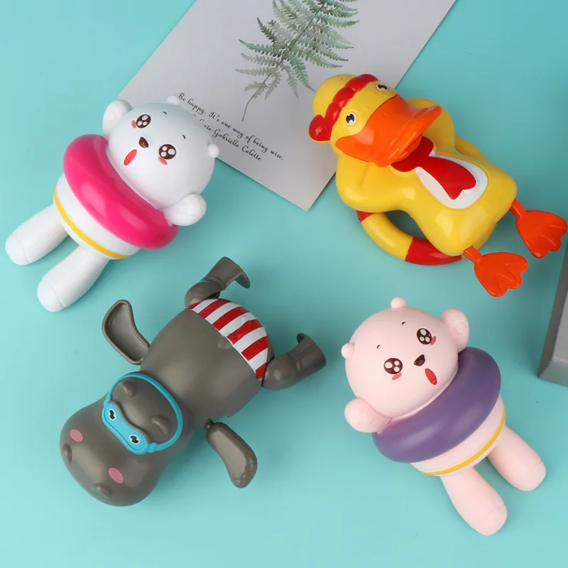 

Children's Bath Splashing Water Toys Baby Bathroom Chain Spring Swimming Turtle Little Bear Hippopotamus Toys