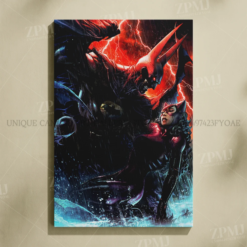 Batwoman and Catwoman Canvas Art - HD Printed Kawaii Wall Decor Poster