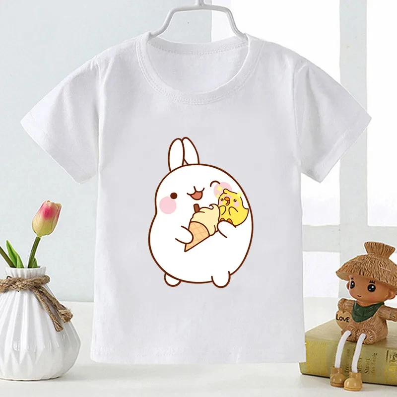 

2023 Boys and Girls 3D Printed Cartoon Rabbit Pattern Summer Short Sleeve Round Neck Fashion Casual Top Children's Wear