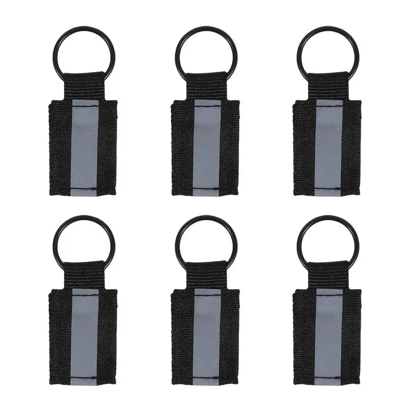 6Pcs 반사 키 체인 펜던트 안전 반사판 키 체인 야간 달리기 사이클링 가방 배낭 장식