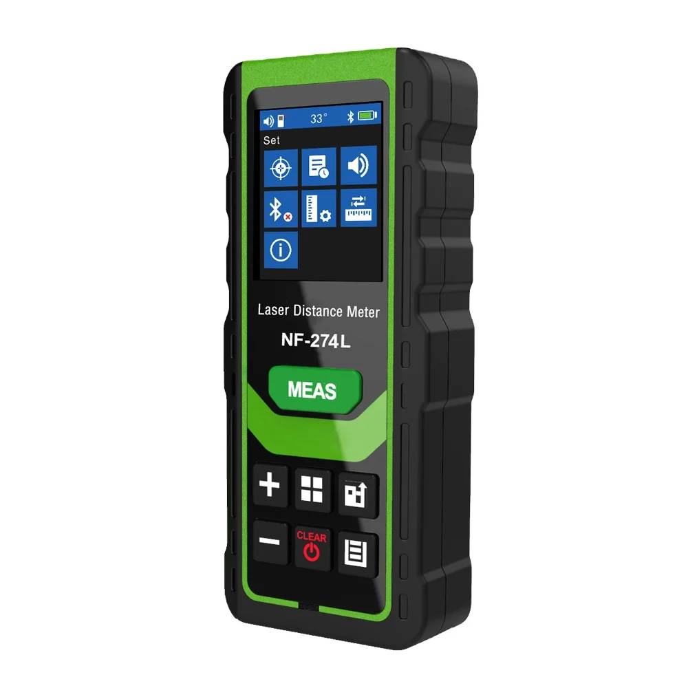 

Handheld Auto Angle Green Beam Height Measurement Laser Distance Meter Support Data Storage NF-274L