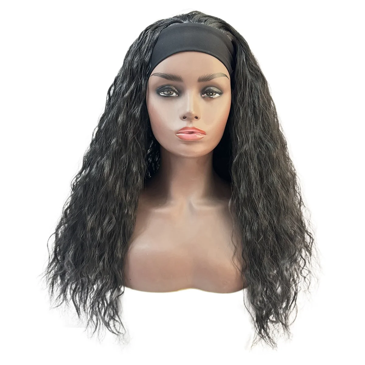 

Женский парик с длинными вьющимися волосами WIND FLYING, черный парик длиной 22 дюйма, полный комплект с пушистыми волосами, парик из химического волокна