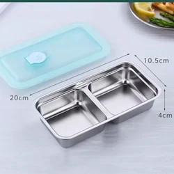 Durable Stainless Steel Double - Layer Snack Container with Lid (Double grid)